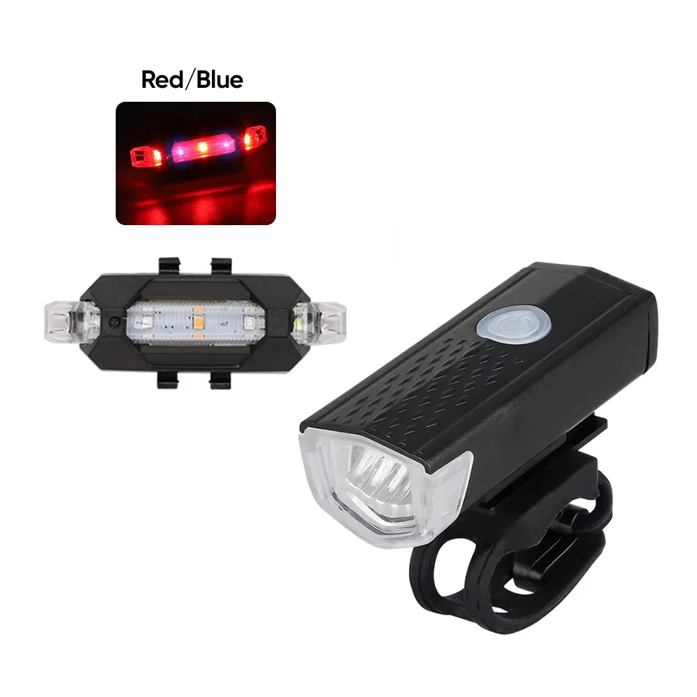 MTB Bike Front Lights USB LED Rechargeable Waterproof Mountain Bike Headlight Bicycle Safety Warning Light Cycling Accessories