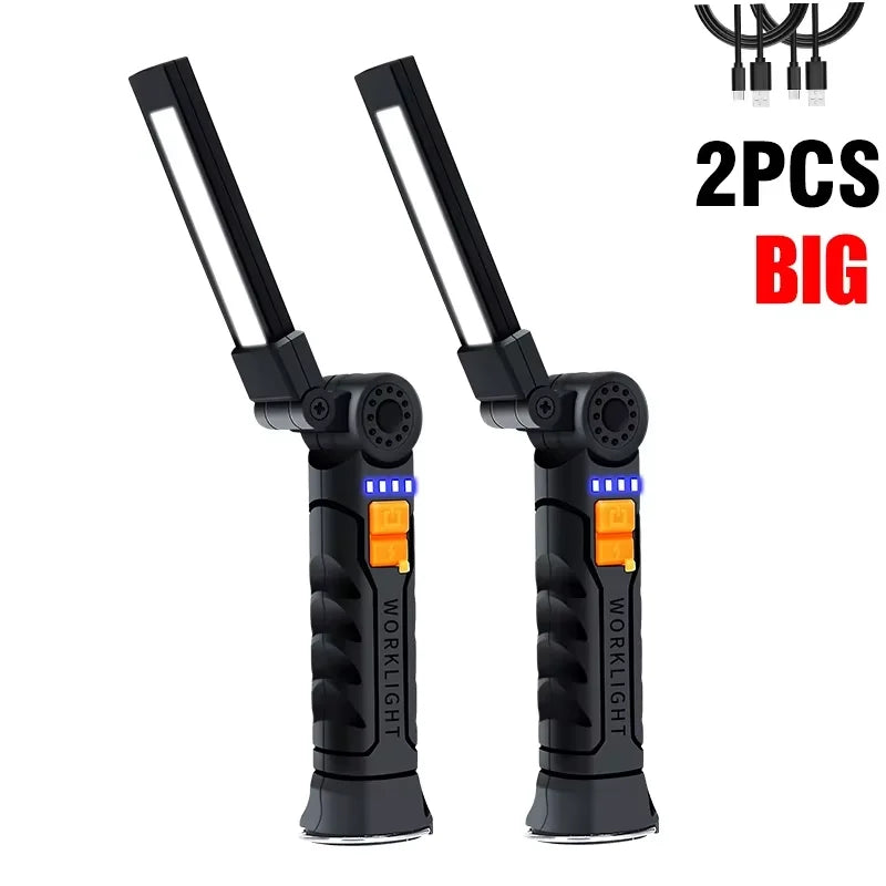 Multifunctional G51 Work Light Portable Led Rechargeable Light Waterproof Camping Light Magnet Flashlight With Built-in Battery
