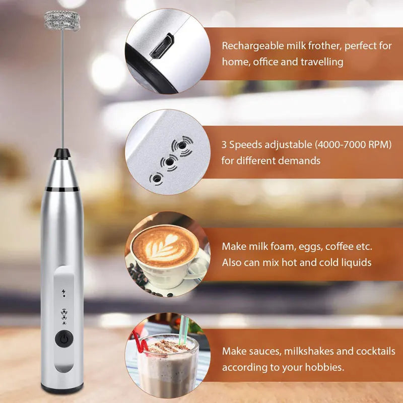 Portable Mini Milk Frothers Wireless Handheld Mixer