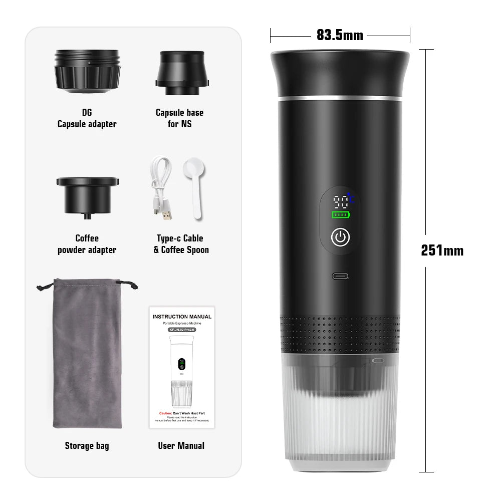 DENOKIN Portable Espresso Coffee Machine With Digital Display