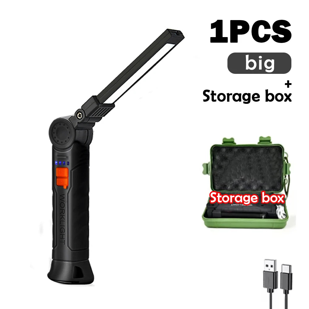 Multifunctional G51 Work Light Portable Led Rechargeable Light Waterproof Camping Light Magnet Flashlight With Built-in Battery