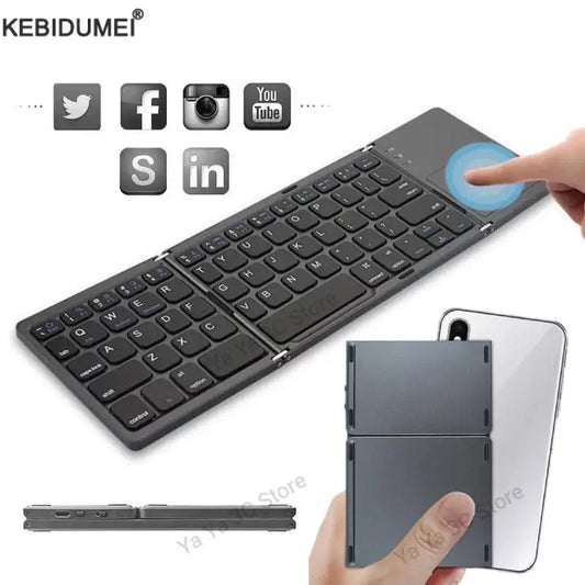 Foldable Wireless Bluetooth Keyboard With Touchpad Folding Keyboard