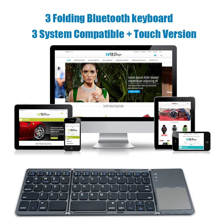 Foldable Wireless Bluetooth Keyboard With Touchpad Folding Keyboard