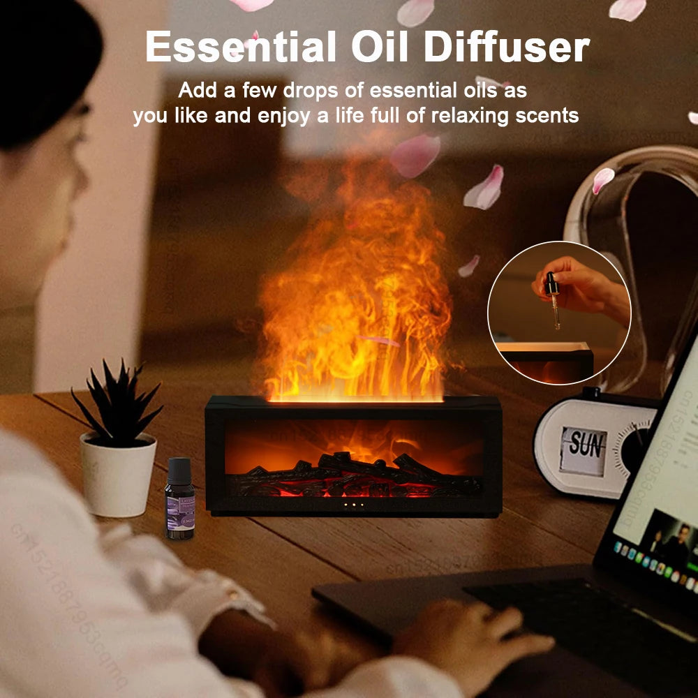 Air Humidifier & Aroma Diffuser with Flame LED Light