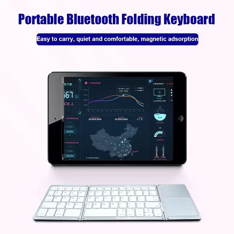 Foldable Wireless Bluetooth Keyboard With Touchpad Folding Keyboard