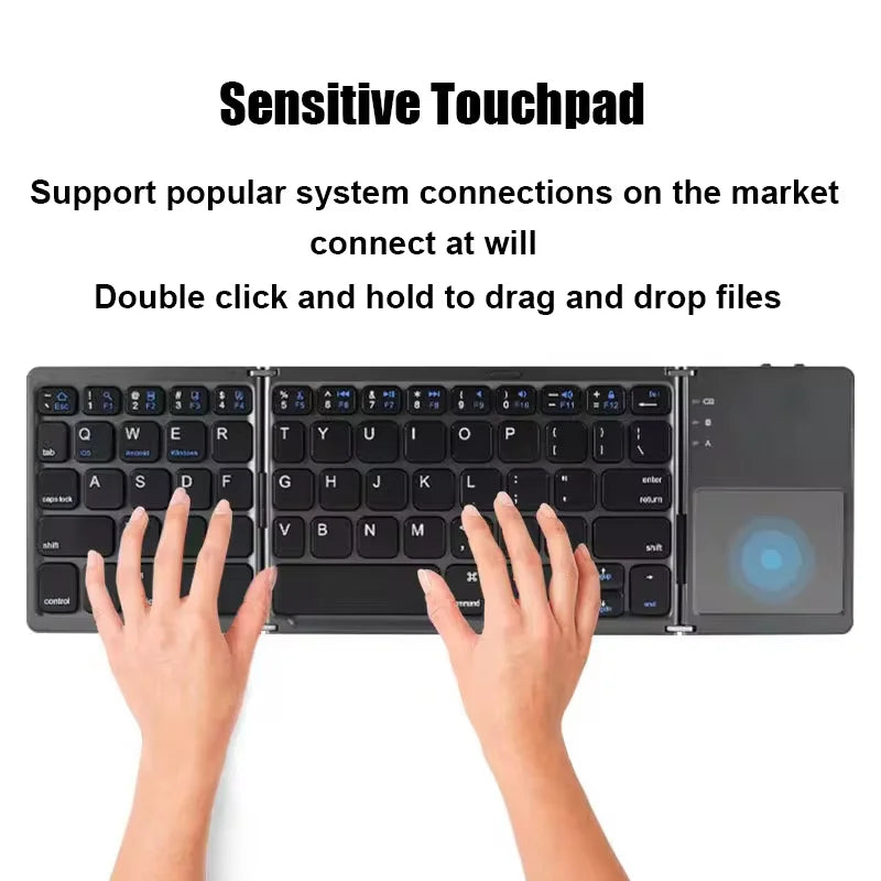 Foldable Wireless Bluetooth Keyboard With Touchpad Folding Keyboard