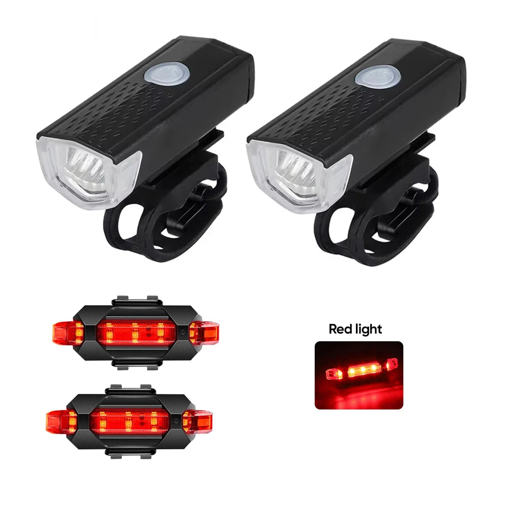 MTB Bike Front Lights USB LED Rechargeable Waterproof Mountain Bike Headlight Bicycle Safety Warning Light Cycling Accessories
