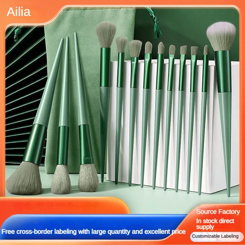 13 Purple Flower Holly Leaf Makeup Brush set