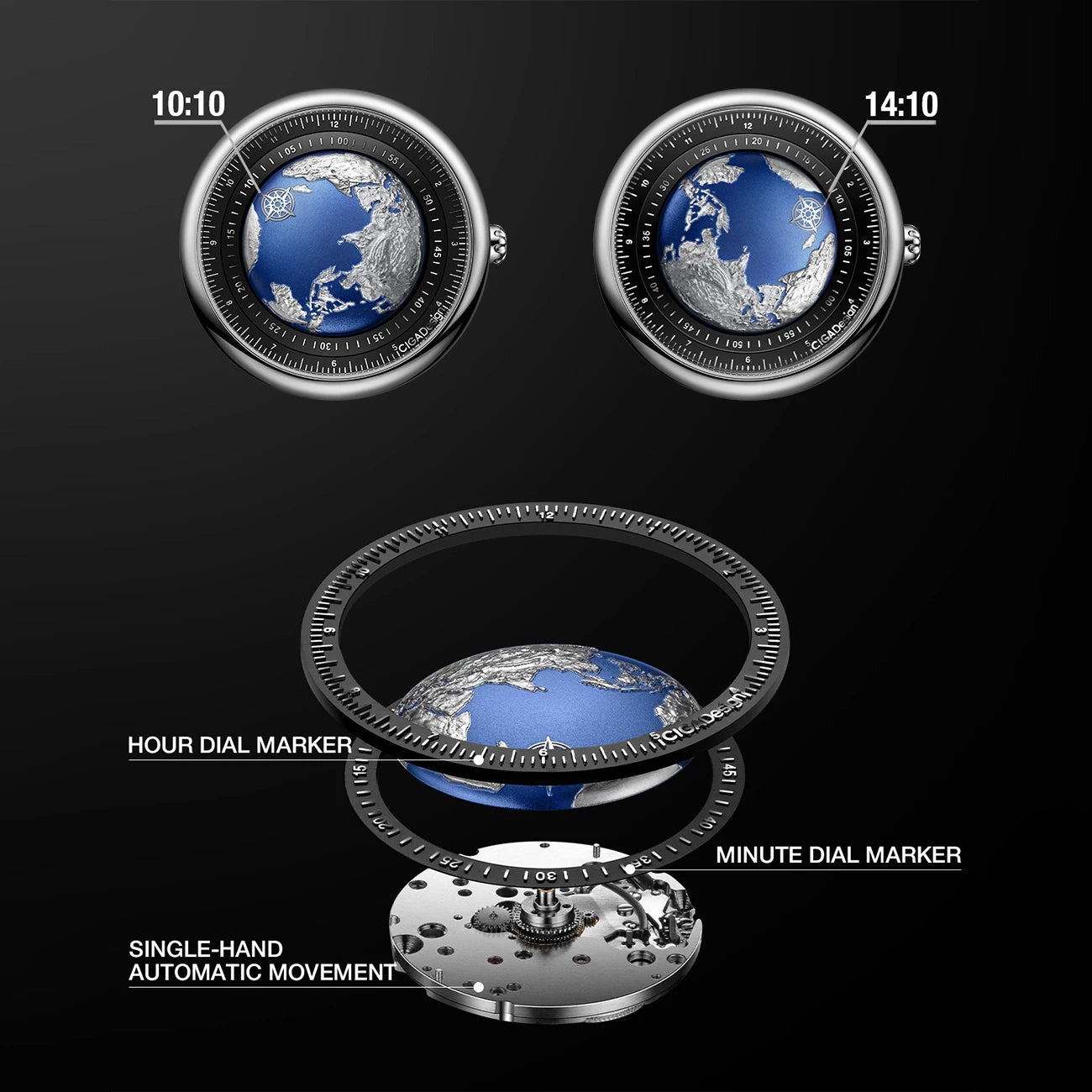 CIGA Design Blue Planet Mens Automatic Watch