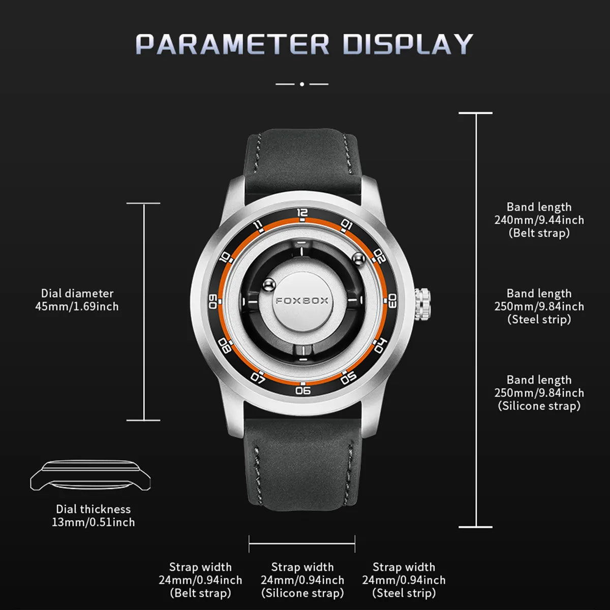 FOXBOX Magnetic Driven Quartz Wristwatch