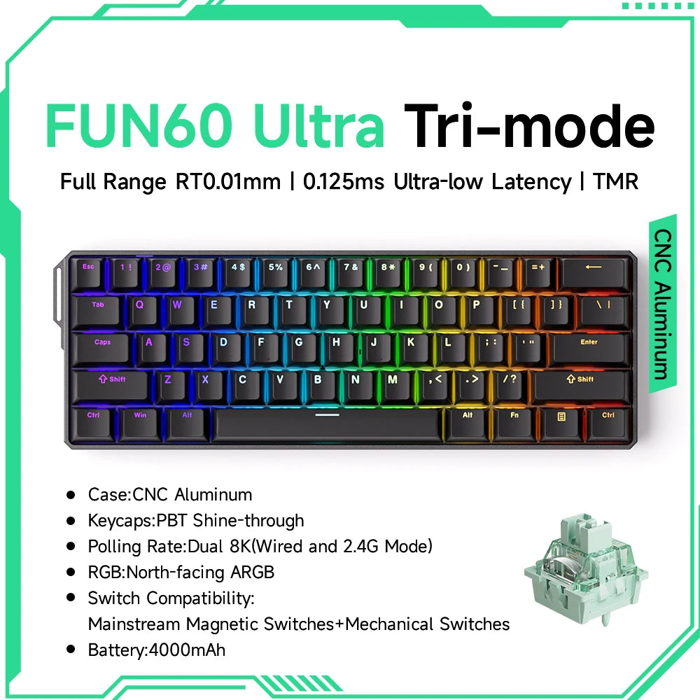 Akko MonsGeek FUN68 FUN60 PRO&MAX  HE Magnetic Keyboard 60% 65% Gaming Keyboards Rapid Trigger 8K Custom Keyboard Gamer Esports