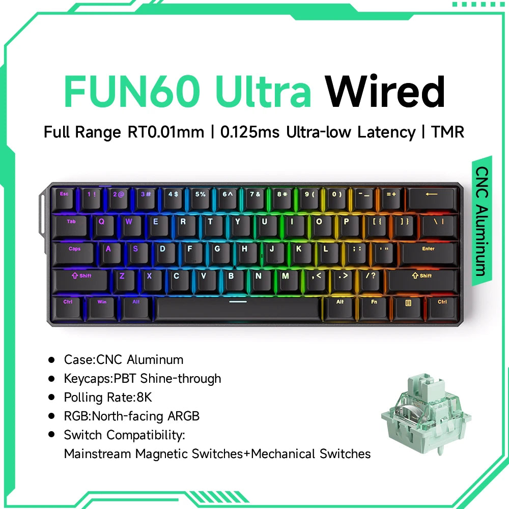 Akko MonsGeek FUN68 FUN60 PRO&MAX  HE Magnetic Keyboard 60% 65% Gaming Keyboards Rapid Trigger 8K Custom Keyboard Gamer Esports
