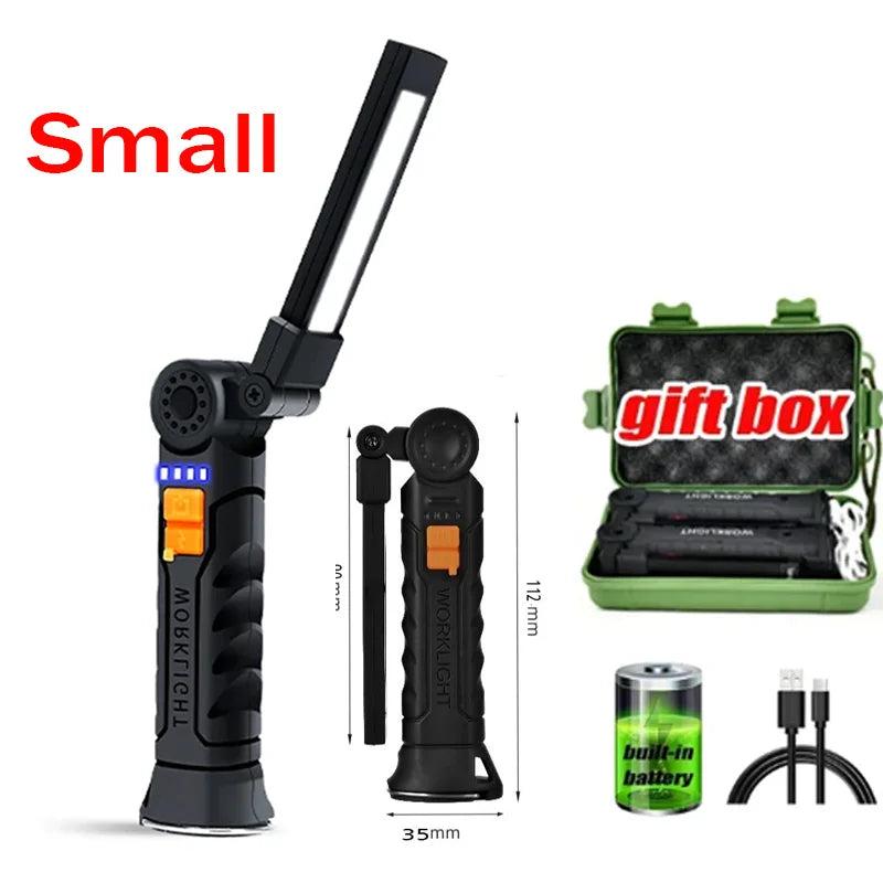 Multifunctional G51 Work Light Portable Led Rechargeable Light Waterproof Camping Light Magnet Flashlight With Built-in Battery