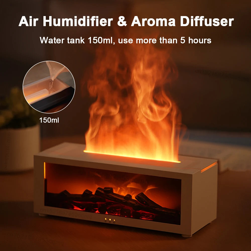 Air Humidifier & Aroma Diffuser with Flame LED Light