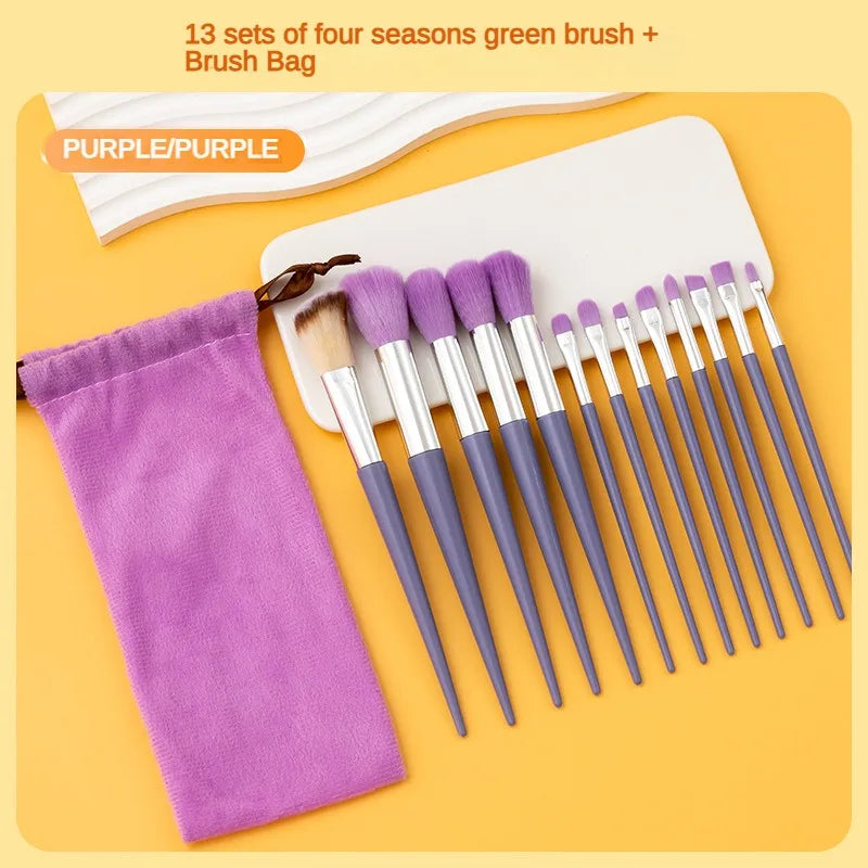 13 Purple Flower Holly Leaf Makeup Brush set