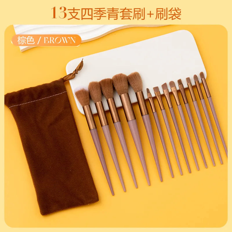13 Purple Flower Holly Leaf Makeup Brush set
