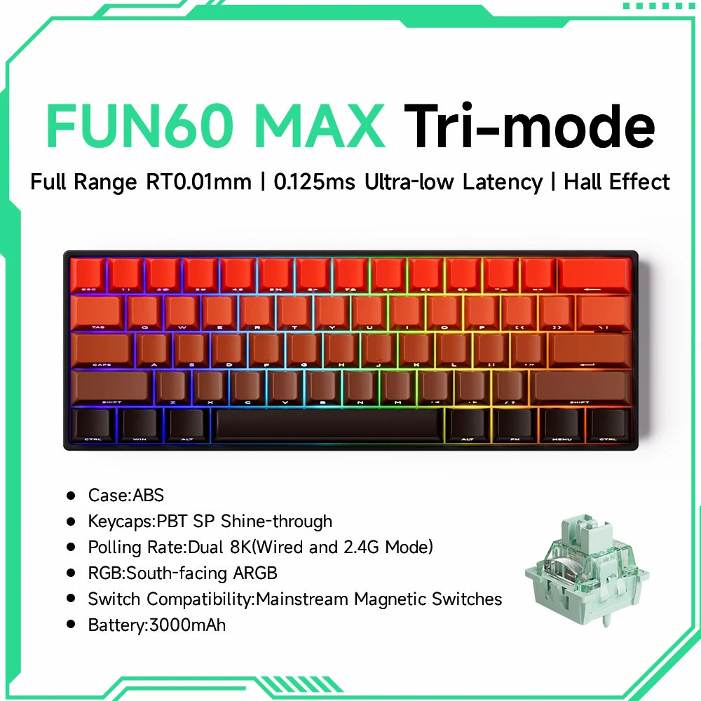 Akko MonsGeek FUN68 FUN60 PRO&MAX  HE Magnetic Keyboard 60% 65% Gaming Keyboards Rapid Trigger 8K Custom Keyboard Gamer Esports