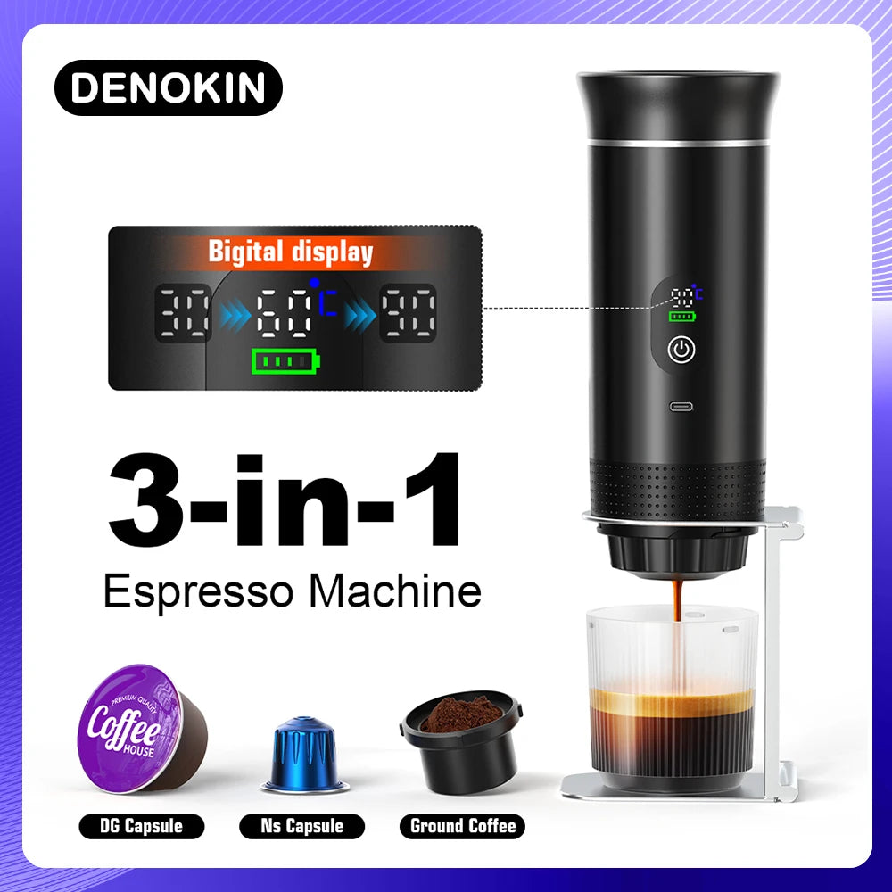DENOKIN Portable Espresso Coffee Machine With Digital Display