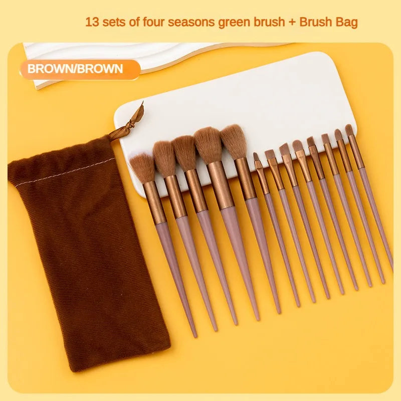 13 Purple Flower Holly Leaf Makeup Brush set