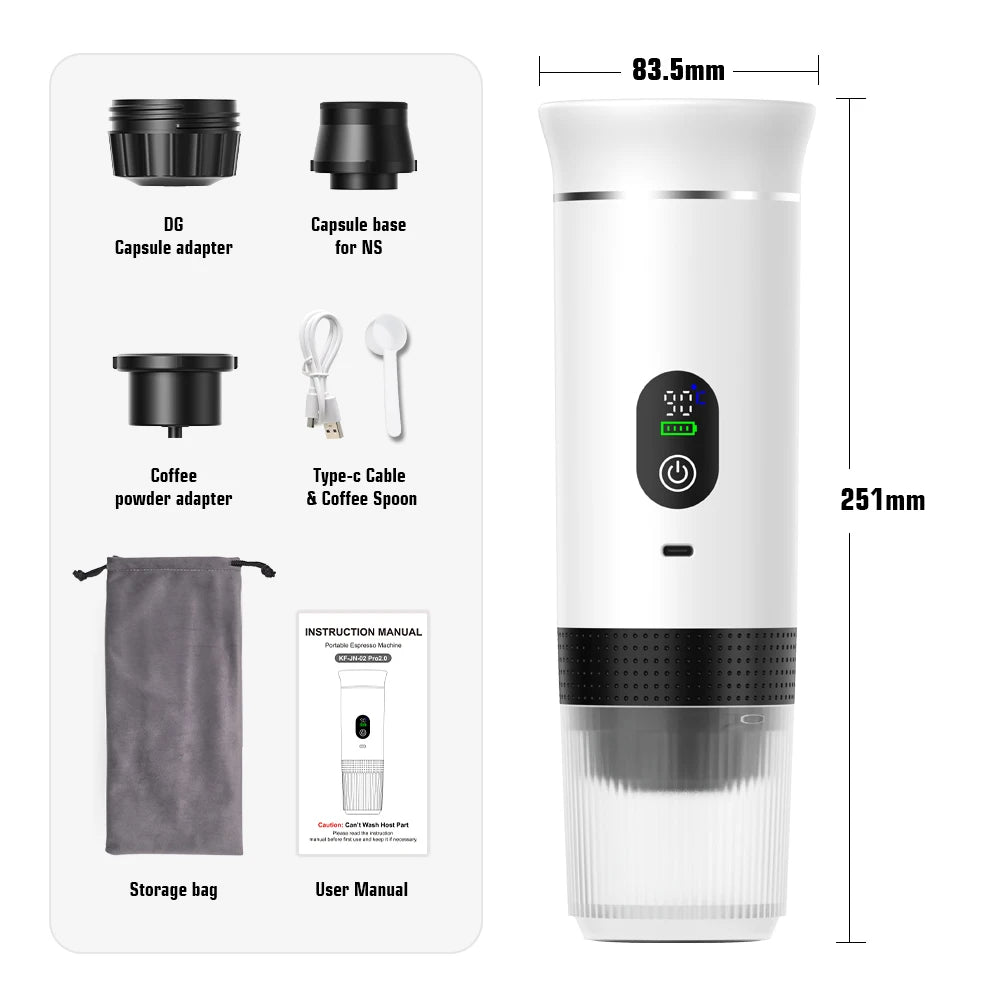 DENOKIN Portable Espresso Coffee Machine With Digital Display