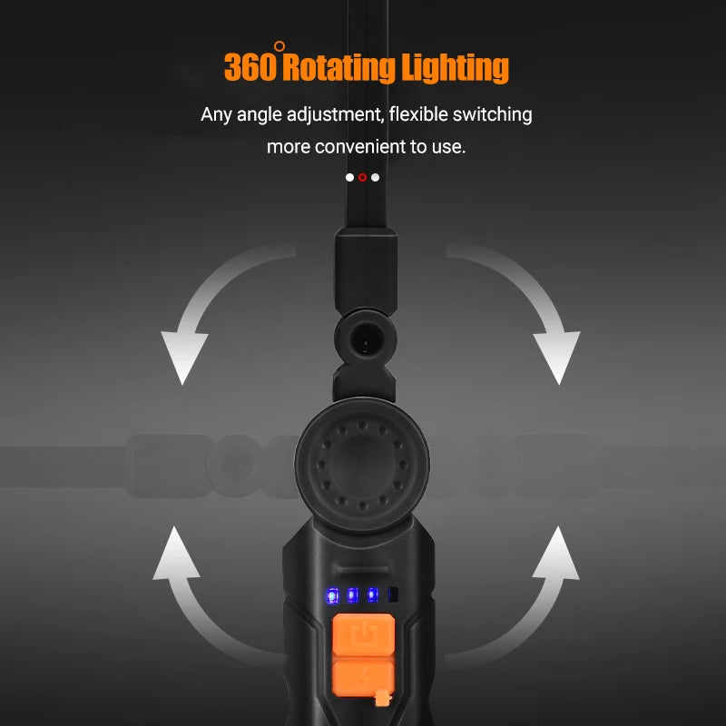 Multifunctional G51 Work Light Portable Led Rechargeable Light Waterproof Camping Light Magnet Flashlight With Built-in Battery