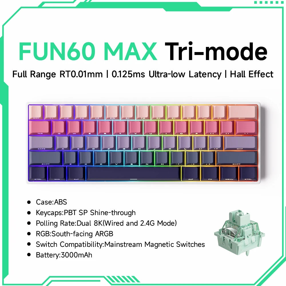 Akko MonsGeek FUN68 FUN60 PRO&MAX  HE Magnetic Keyboard 60% 65% Gaming Keyboards Rapid Trigger 8K Custom Keyboard Gamer Esports